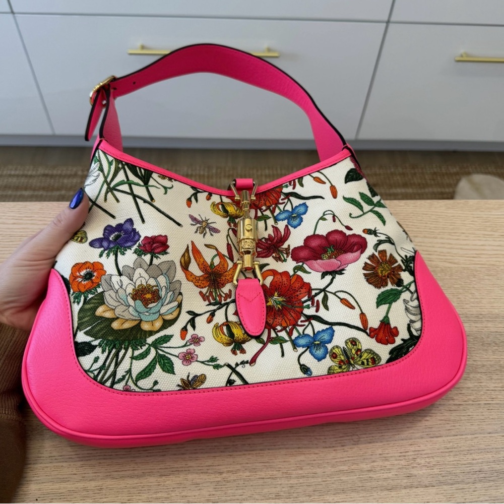Gucci Jackie 1964 Floral Pink Shoulder Bag - Picture 3 of 14